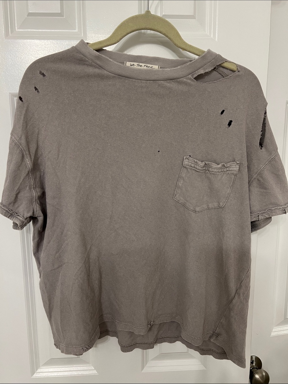 We The Free Faded Gray Distressed Pocket Tee